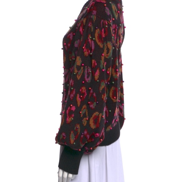 FARM RIO Beaded Leopard Pattern Beaded Sweater, size small - Picture 3 of 13